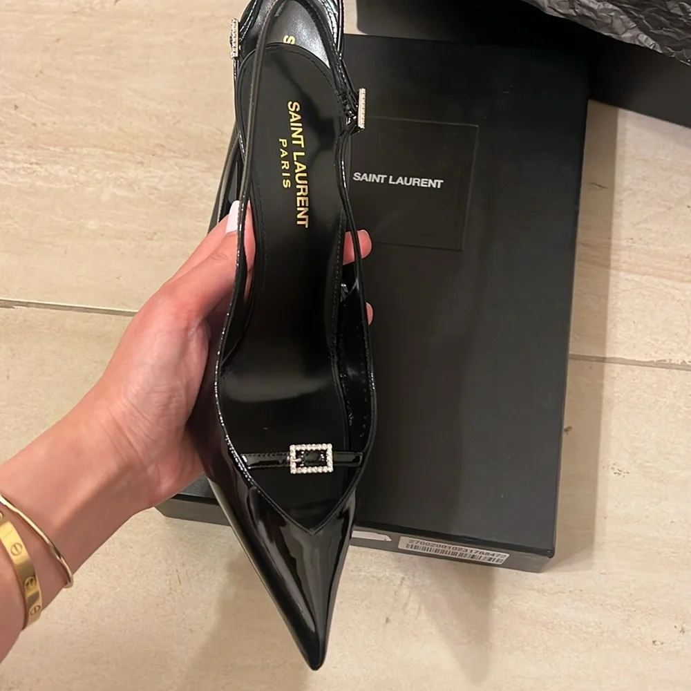 Saint Laurent Levi Pointed Toe Slingback Pump - Picture 4 of 7